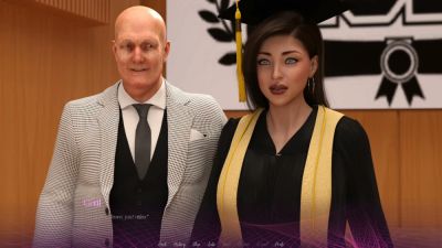Animated office threesome between a graduate and two men in 3D fantasy style - yesvids.com