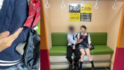 Uniformed Japanese student takes creampie on the subway with whispered pleas - yesvids.com - Japan