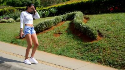 Blonde receives intense facial in bathroom after stripping for her clothed admirer - yesvids.com