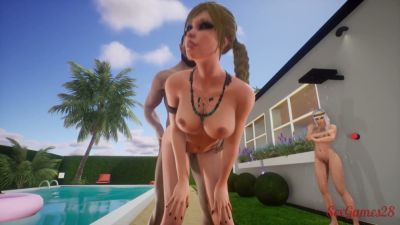 Blonde enjoys wild anal and oral sex with party guests by the pool - yesvids.com