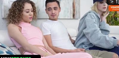Role Play - Two sisters give their brother a blowjob - ah-me.com