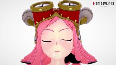 Pink-haired hentai vixen in steampunk goggles takes it in the mouth and on the face - yesvids.com