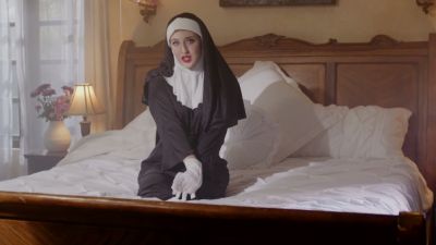 Curvy nun in red lingerie confesses sins from above in cowgirl - yesvids.com