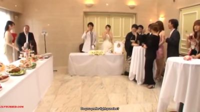 Slender Japanese brunette shares a passionate moment at the wedding reception - yesvids.com - Japan