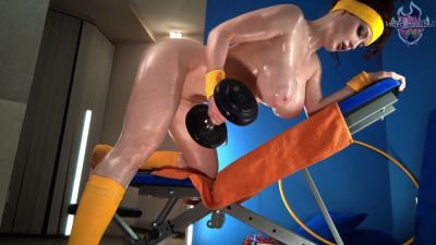 Oiled gym queen dominates her workout with fierce twerking and spanking - yesvids.com