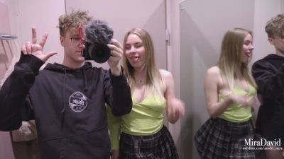 Blonde's fitting room photoshoot turns steamy with facial climax - yesvids.com