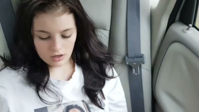 Skinny girl cums hard in a car while being filled inside - yesvids.com