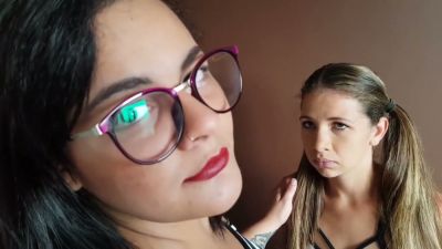 Tattooed brunette and blonde lover explore passion on wooden floors - yesvids.com