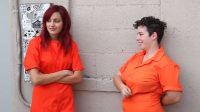 Redheaded prisoner gets spanked and pleasured by a lesbian guard in steamy prison cosplay - yesvids.com