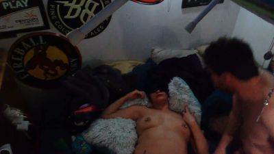 Black-haired beauty and bearded man heat up in a dim bedroom - yesvids.com