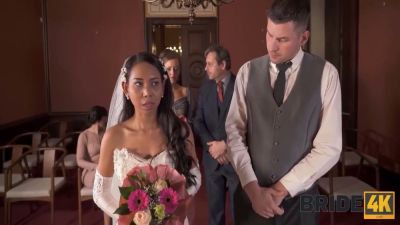 Bride in white stockings joins interracial wedding orgy with audience - yesvids.com