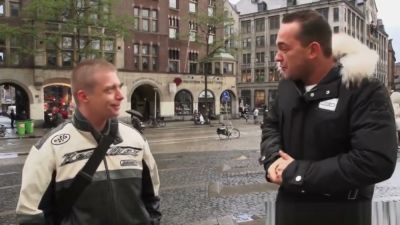 Blonde in lace stockings shares passionate Amsterdam tryst with local man - yesvids.com