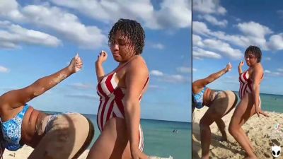 Brazilian beach lovers move to a neon-lit hotel for scissoring and passionate trio play - yesvids.com - Brazil