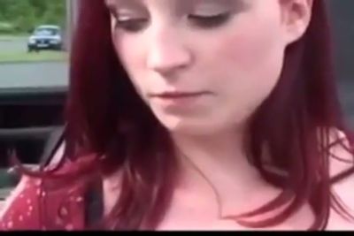 Redheaded MILF shares intimate moments with a woman and man in a car - yesvids.com