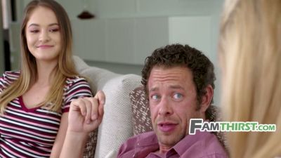 Stepdad seduced by two wives in cheating family threesome - yesvids.com