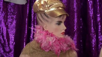 Blonde performs titillating striptease and oral on masked men in a theatrical fetish show - yesvids.com - Germany