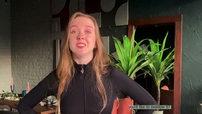Young brunette gives cumshot instructions without swallowing - yesvids.com