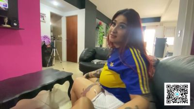 Brother's Argentine girlfriend gets ravaged in her soccer jersey during a match at home - yesvids.com - Argentina