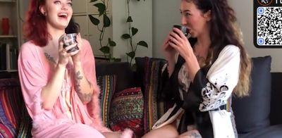 Two black-haired lezzies play with cropped testicle tonic and large all-natural funbags and huge boobs - ah-me.com