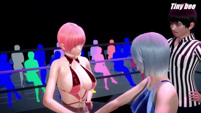 Lesbian Hentai Wrestlers Spar with Toys in a 3D Ring - yesvids.com