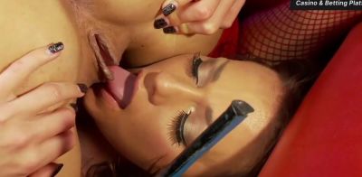 Two youthfull fellows and a adorable honey spunk on face in threesome - ah-me.com