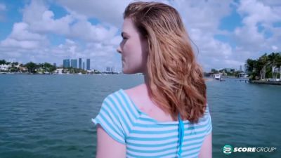 Redhead Emma Johnson fingers herself openly on a sunlit yacht - yesvids.com