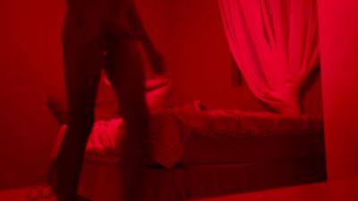 Petite ebony beauty takes a thick black cock deep in missionary under red lights - yesvids.com