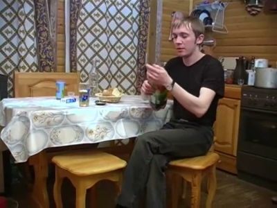Blonde in vintage kitchen teases in tan pantyhose before intense sex - yesvids.com - Russia
