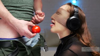 American friend tricks blindfolded brunette into taste test with cucumber and cock - yesvids.com - Usa