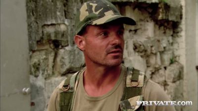 Two soldiers share a pierced brunette in a gritty threesome with double penetration and facials - yesvids.com