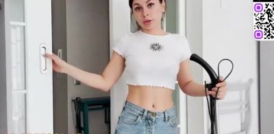 Nymph - Busty French Maid loves dirty chat while polishing on his rock-hard schlong with gigantic boobs - ah-me.com - France