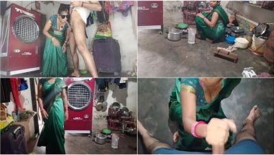 Desi Bhabhi Gives Handjob in Kitchen, Big Boobs Cumshot in Mouth Hindi Audio - porntry.com - India