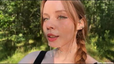 Hot Blonde Gives Incredible Blowjob in the Woods Then Takes Cum Walk - veryfreeporn.com - Russia