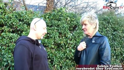 Old German blonde MILF gets talked into street sex and loves it - porntry.com - Germany