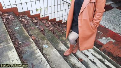 Sandra Falkenhauer takes a short outdoor walk in boots and fishnet stockings - porntry.com - France - Russia