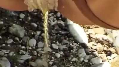 Pissing Outside by the Lake in Heels and Stockings - porntry.com