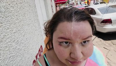Thick Cum on My Face City Cumwalk with People Watching - porntry.com - Spain - Mexico