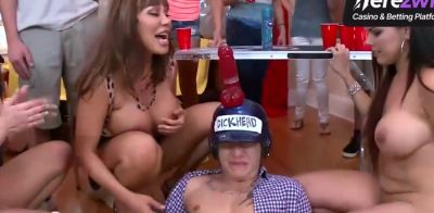 Busty college chicks give a boy hefty melons and super-fucking-hot blow-job at party - ah-me.com