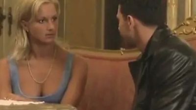 Nick Lang - Blow Job - Blonde bitch sucks boy's juicy cock on couch - xxxfiles.com - Italy