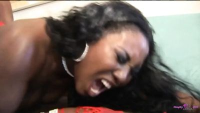 Beautiful Ebony Chick in Red Lingerie Gets Her Pussy Pounded Wildly by a BBC - veryfreeporn.com - Britain
