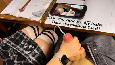Marshmallow Sweet Japanese Schoolgirl Handjob Under Table Better Than Jerking Off - xxxfiles.com - Japan - Britain