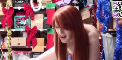 Redhead teen caught stealing in a cluttered office storage room - ah-me.com
