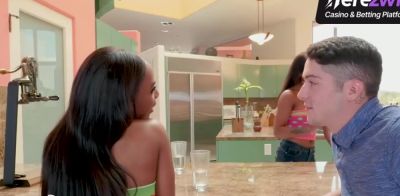 Ebony brown-haired and her pal engage in gonzo interracial hump with a huge dick - ah-me.com