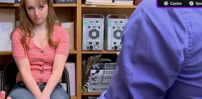 Role Play - Redhead shoplifter gets penetrated by meaty dick - ah-me.com