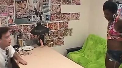 Slutty black skinny girl gets her pussy licked by dude in office - porntry.com - Britain