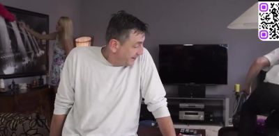 Blonde gal gives mature fellow a deep blowjob - ah-me.com