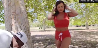 Bending over in red bikini for dark-hued cock - ah-me.com