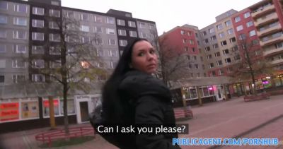 Dark-haired woman takes stranger's cock and feet in a gritty public parking garage - yesvids.com