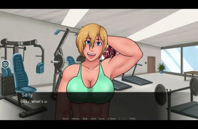 Muscular futanari Sally takes her submissive partner anally in the locker room - yesvids.com