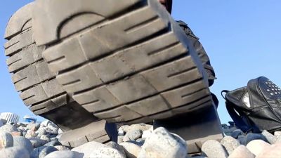 Domme in leather boots displays dirty soles up close for foot fetish fans - yesvids.com